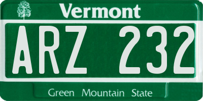 VT license plate ARZ232