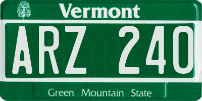 VT license plate ARZ240