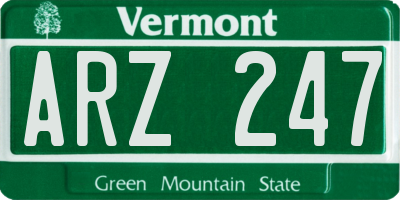 VT license plate ARZ247