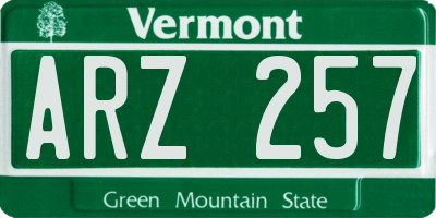VT license plate ARZ257