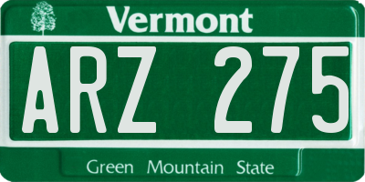 VT license plate ARZ275