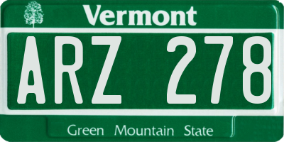 VT license plate ARZ278
