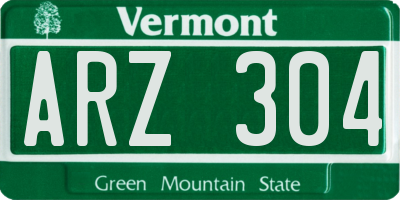 VT license plate ARZ304