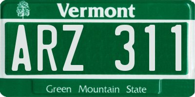 VT license plate ARZ311