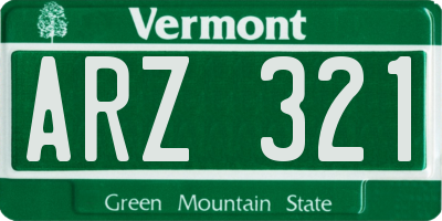 VT license plate ARZ321