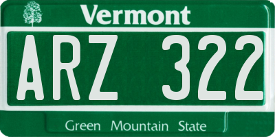 VT license plate ARZ322