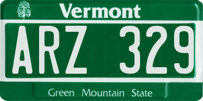 VT license plate ARZ329