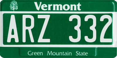 VT license plate ARZ332