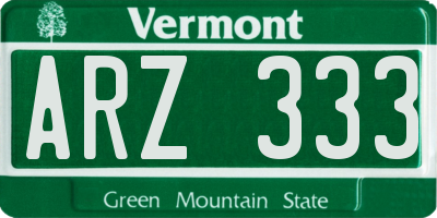 VT license plate ARZ333