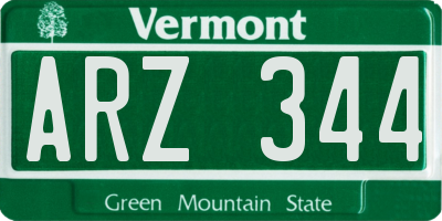 VT license plate ARZ344
