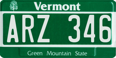 VT license plate ARZ346