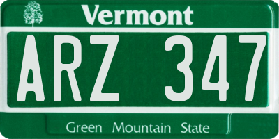 VT license plate ARZ347