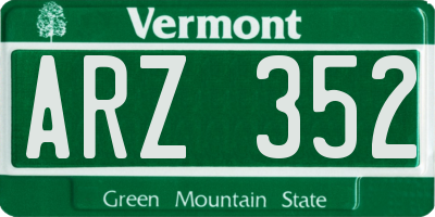 VT license plate ARZ352