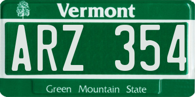 VT license plate ARZ354