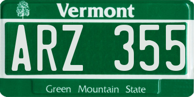 VT license plate ARZ355