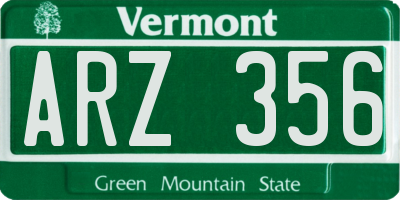 VT license plate ARZ356