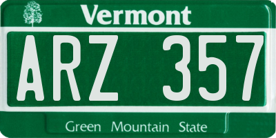 VT license plate ARZ357
