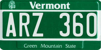 VT license plate ARZ360