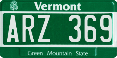 VT license plate ARZ369