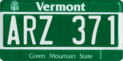 VT license plate ARZ371