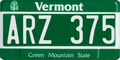 VT license plate ARZ375