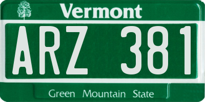 VT license plate ARZ381