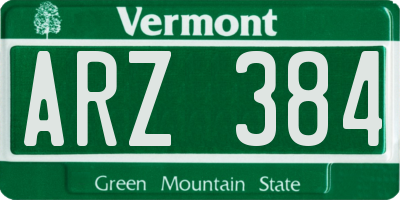 VT license plate ARZ384