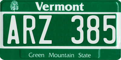 VT license plate ARZ385