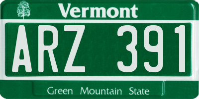 VT license plate ARZ391