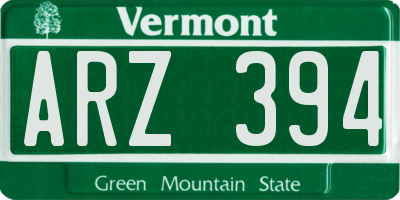 VT license plate ARZ394