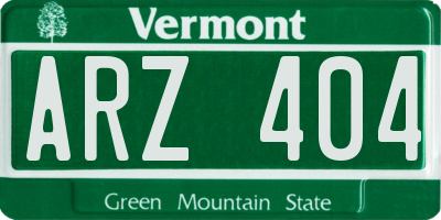 VT license plate ARZ404