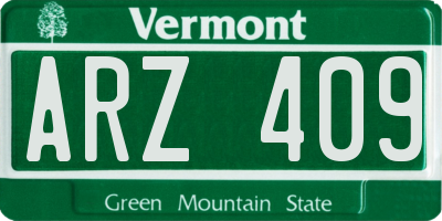 VT license plate ARZ409