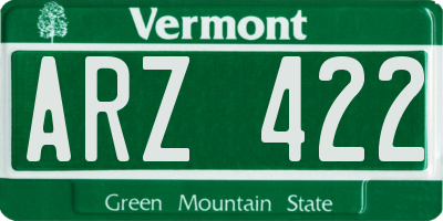 VT license plate ARZ422