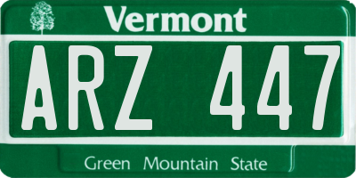 VT license plate ARZ447