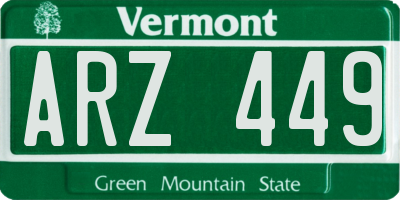 VT license plate ARZ449