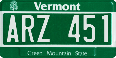 VT license plate ARZ451