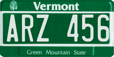 VT license plate ARZ456