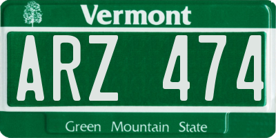 VT license plate ARZ474