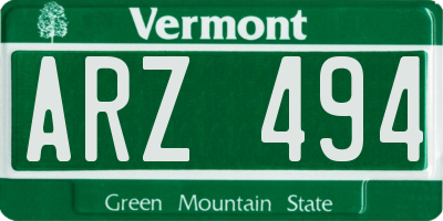 VT license plate ARZ494