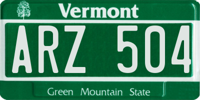VT license plate ARZ504