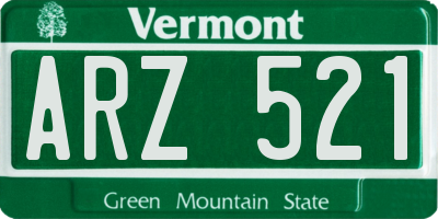 VT license plate ARZ521