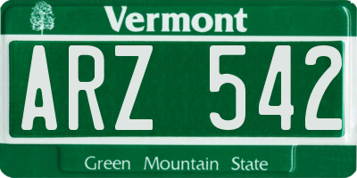 VT license plate ARZ542