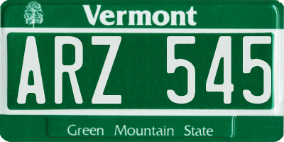 VT license plate ARZ545