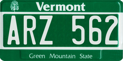 VT license plate ARZ562