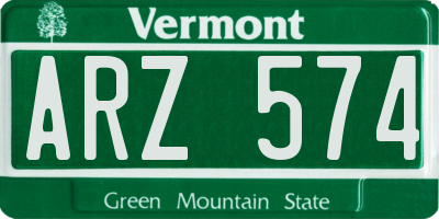 VT license plate ARZ574