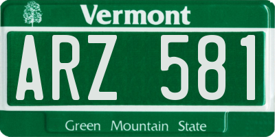 VT license plate ARZ581