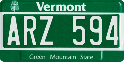 VT license plate ARZ594