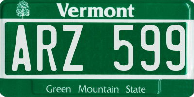 VT license plate ARZ599