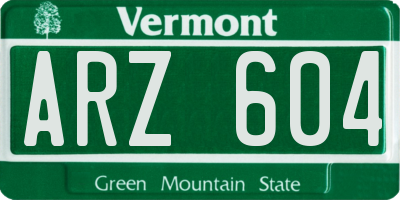 VT license plate ARZ604