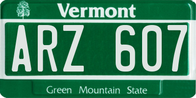 VT license plate ARZ607